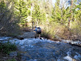 Final creek crossing, boots and gaiters still firmly in place.