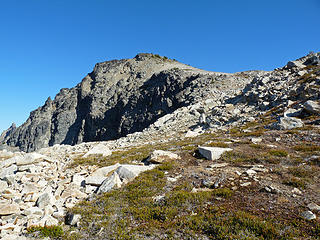 View of summit route from the top of the gulley.