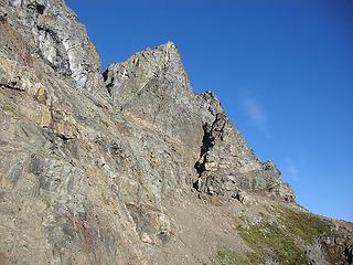 yucky scree traverse to the gully of yuck