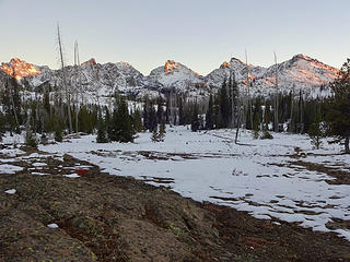 Evening view at our campsite near Lilly Pad Lake.