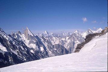 The view looking southwest from the pass, I described it as an ocean of Yosemites