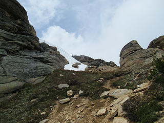 easy terrain below the summit