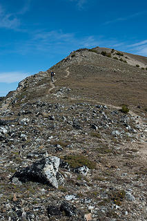 Tom ascending to the ridge above Windy Pass