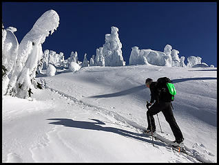 Paul climbing the upper mt.