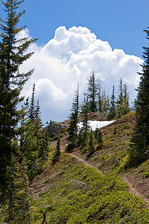 Looking back up Medra Pass trail