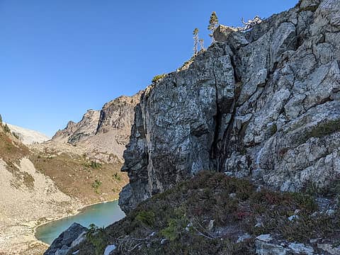 The brief crux I downclimbed