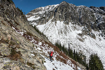 working around the last buttress before copper pass