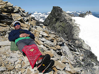 Just Todd relaxes on Hinman (and covers up his sunburn)