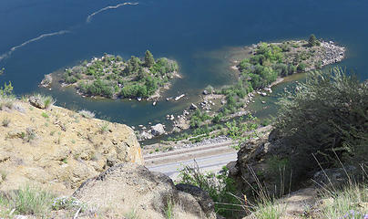 Islands created after the mountain broke off and fell into the Wenatchee River in the late 1800's initially blocking the Columbia River completely.