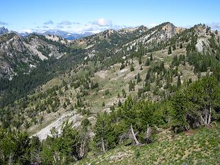 Looking back, War Peak on the right