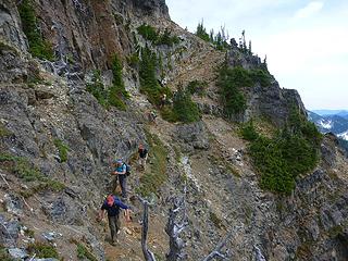 Loose, steep dropoff stretch near the base of the summit block