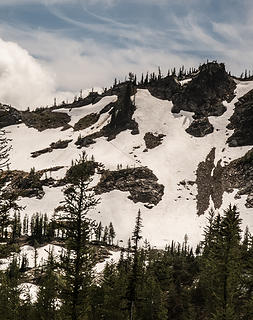 The north side of Icicle Ridge. You can see the bootpath running diagonally from left to right in the middle of the frame.