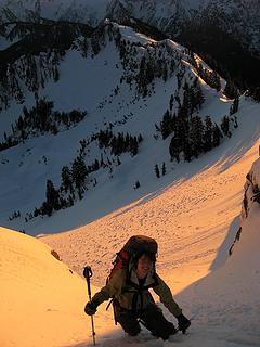 Yana ascending the gully