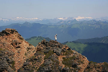 Adam ventures out along the ridge to get a different perspective