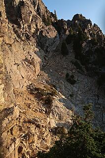 this ledge leads to easy access of the summit block