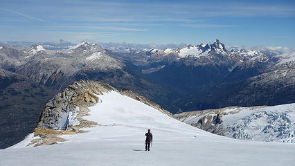 Descending the upper glacier