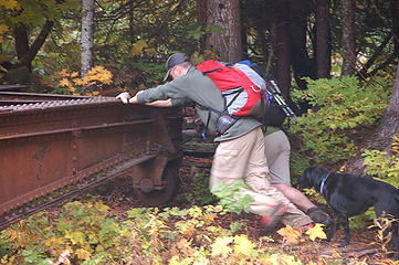 Joe, Derek and Cascade Having Some Fun with the Old Railroad Turntable