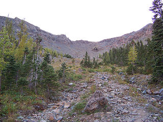 Longs Pass from climbers trail in Ingalls Creek Basin.