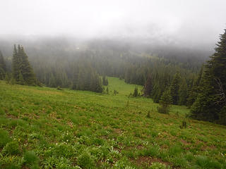 Descending back down to Devils Park in the mist