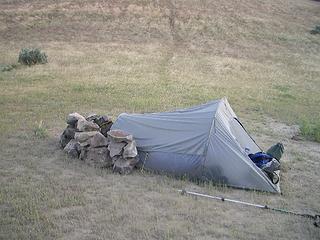 Moonbow Tent and rock wind screen