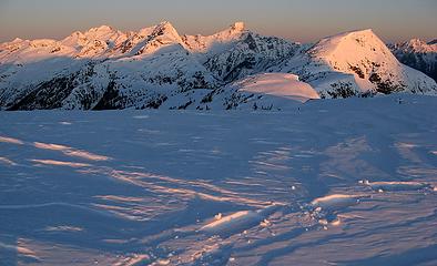 Sunrise descending down the peaks