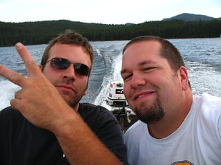 Connor and I heading out to Kalispell island for a five day break on Priest Lake, Idaho.