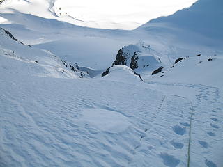 Looking down from high on the route.