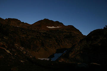 Looking up above our campsite with light from a full moon