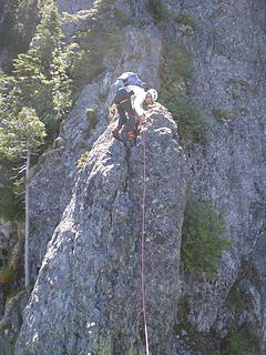 Wayne climbing the incredible N rib.