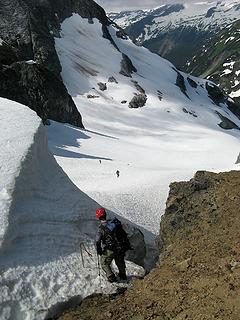 Looking back down the moat climb