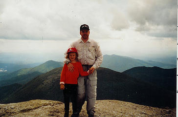 Hannah age 6 and Dad on summit of Mt. Marcy, New York