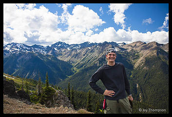 Paul on the Tubal Cain trail. The needles in the distance.