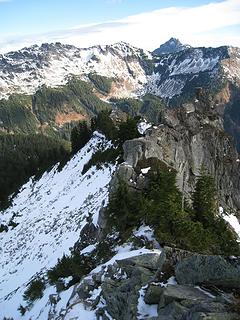 exposure to south side of ridge, steep slopes on north