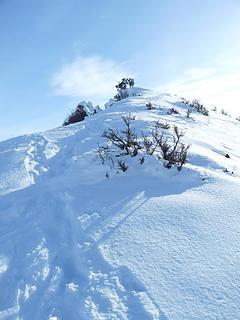 Steepish ridge to the summit.