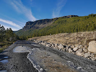 Road was patchy ice instead of the usual snow for this time of year. 
Tumalo Falls Winter Road walk, Bend OR, 1/1/18