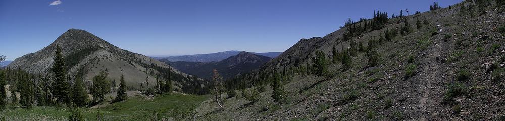Panorama of Three Brothers and Navaho Ridge from saddle.
