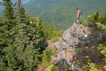 Back to the rock outcrop in the middle of the brushy section. It's easier to pass than it looks.