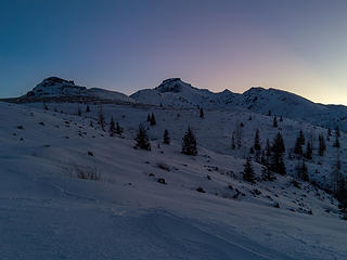 Blastzone Butte and Coldwater Peak at dawn