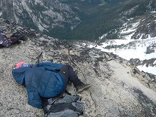 Mike sleeping soundly above Mountaineer Creek valley