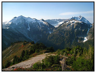 View from Hannegan Peak Trail.  Mount Ruth on left, Mount Shuksan on Right. 
10/1/2008