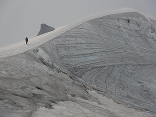 Craig descending the summit ridge