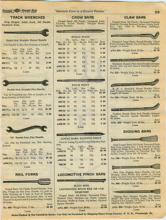 1935 Shapleigh Hardware catalog Track Wrench Rail Fork Locomotive Pinch Bar ad pp 55