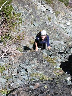 Traversing to West Craggy south gully