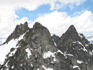 Degenhardt, Pyramid, and Terror Peaks from the summit of Inspiration Peak.