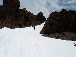 Phil finishing the final snow chute, "I know there's some rock up there I can smell it..."