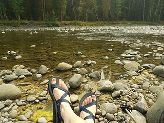 after fording the bogachiel at the downstream crossing