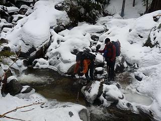 Kolleen taking the leap across Dick Creek