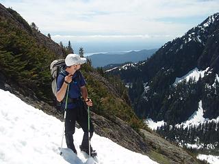 Looking down slope, view to Hood Canal