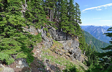Top of the gully that provides access to the summit ridge