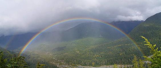 Camping site rainbow over the Nooksack River.